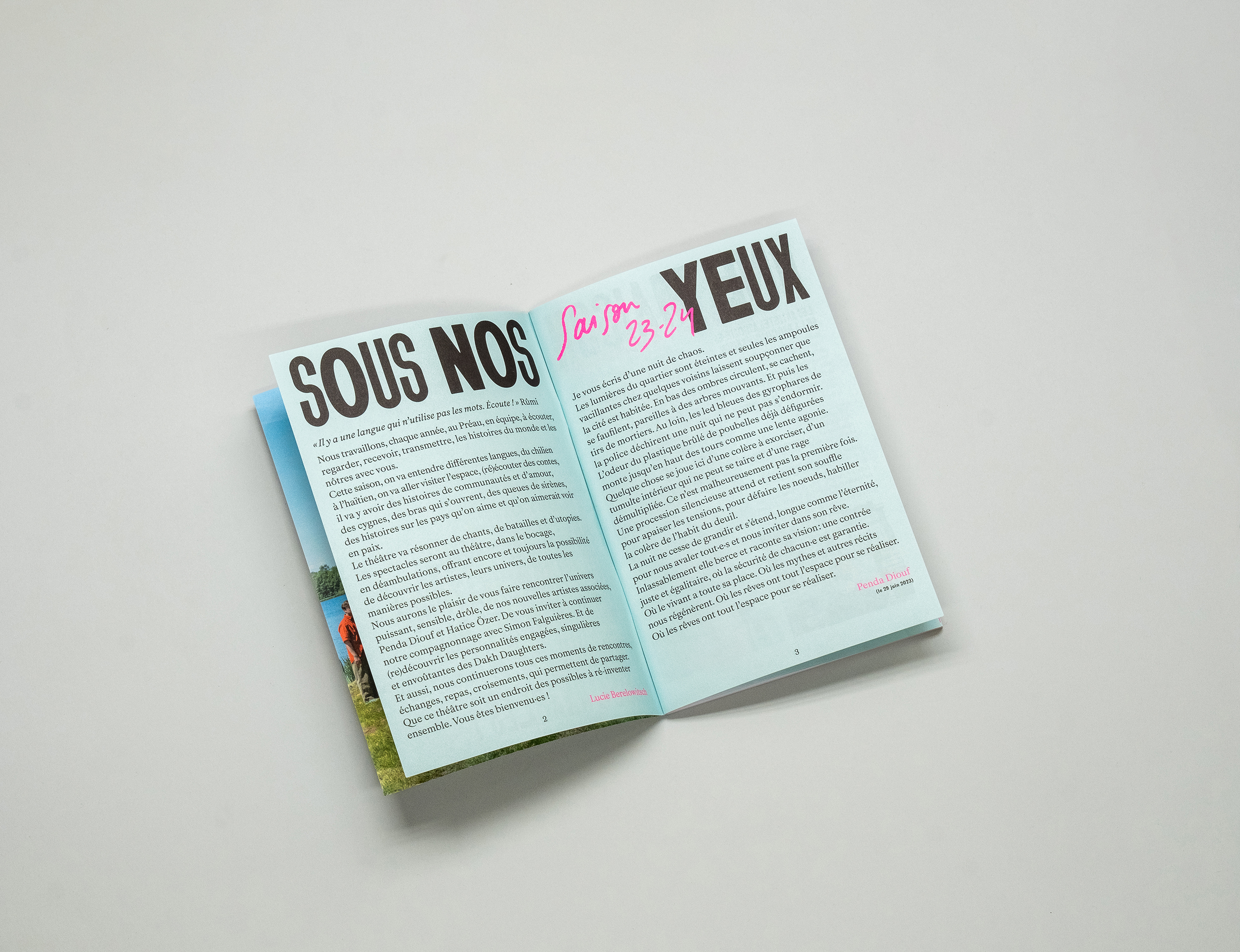 CDN Le Préau, saison 23/24, Atelier Claire Rolland et Atelier Solaeil Soleil, brochure